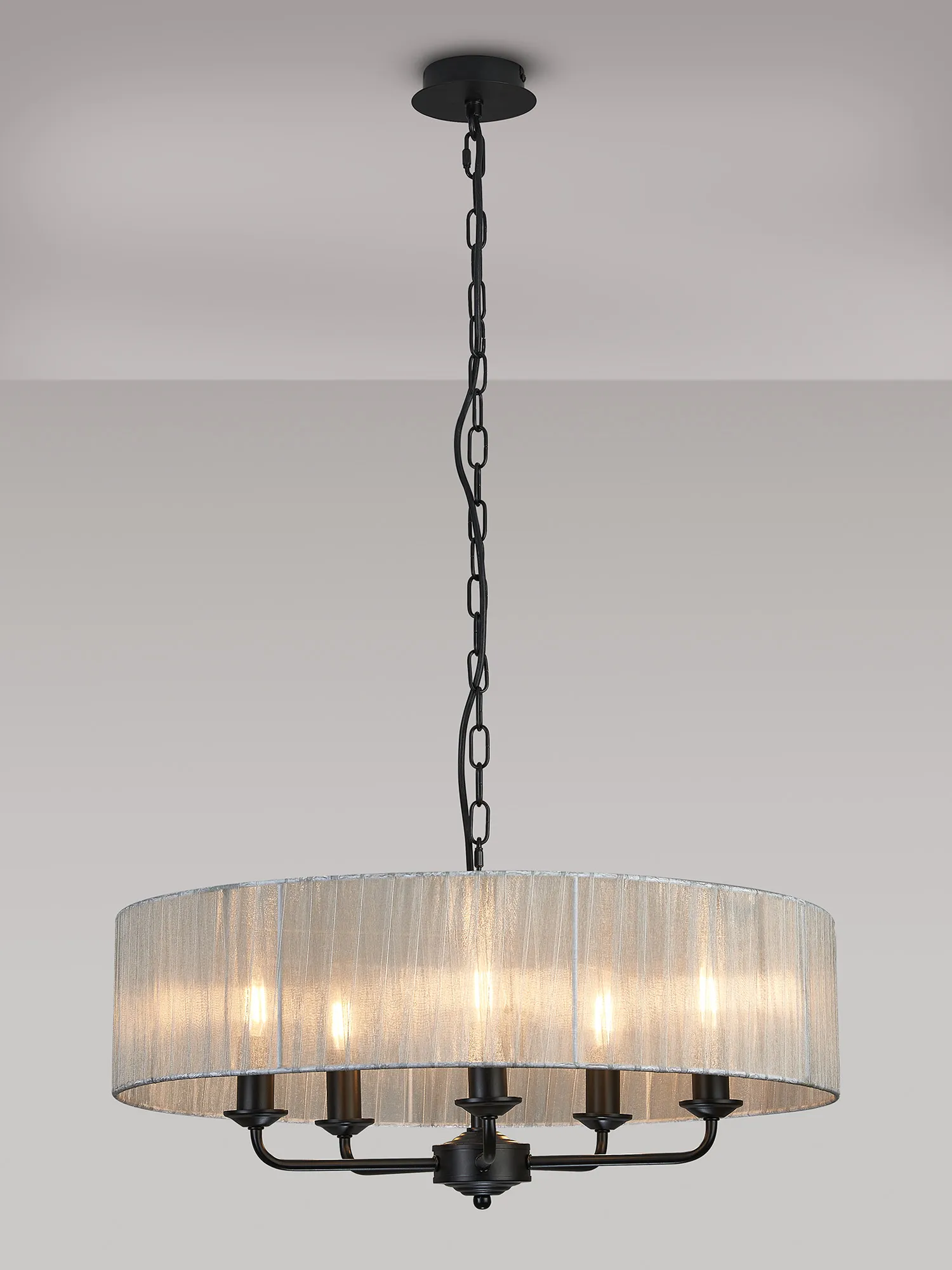 Banyan 45cm 3 Light Pendant Matt Black, Grey DK1032  Deco Banyan MB GR